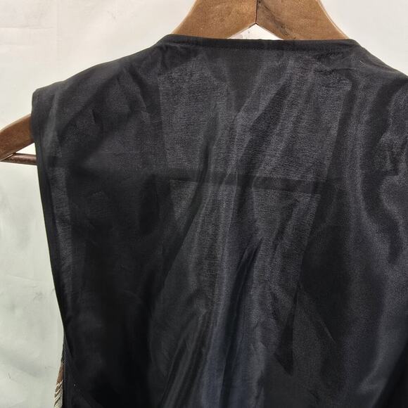 Vintage Tapestry Vest Womens Medium Wine Bottles Black Woven 90s 80s Carpet - Picture 5 of 10